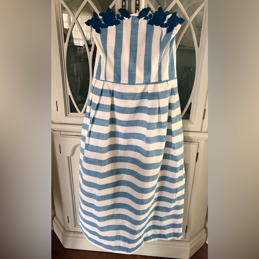 Fanm Mon Blue Striped Floral Dress